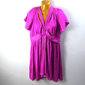 Anthropologie Women's Purple V-Neck Vibrant Mini Dress Size 14 - NWT